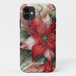 Case-Mate iPhone Case Poinsettia d'encre d'alcool floral festif personna