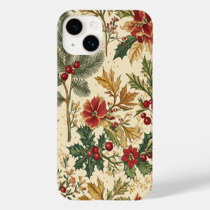 Coque Case-Mate iPhone Poinsettia Écarlate Vintage Émeraude Hiver