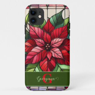 Case-Mate iPhone Case Poinsettia en verre de Fête personnalisée