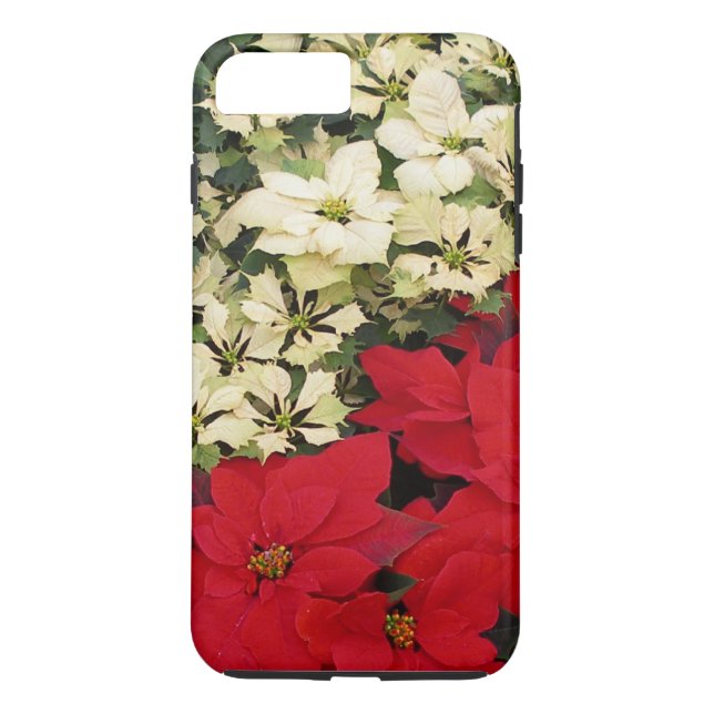 Coques Case-Mate iPhone Poinsettias blanches et rouges I Holiday Floral (Dos)