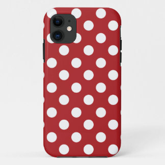 Coque iPhone 11 Point de polka blanc rouge