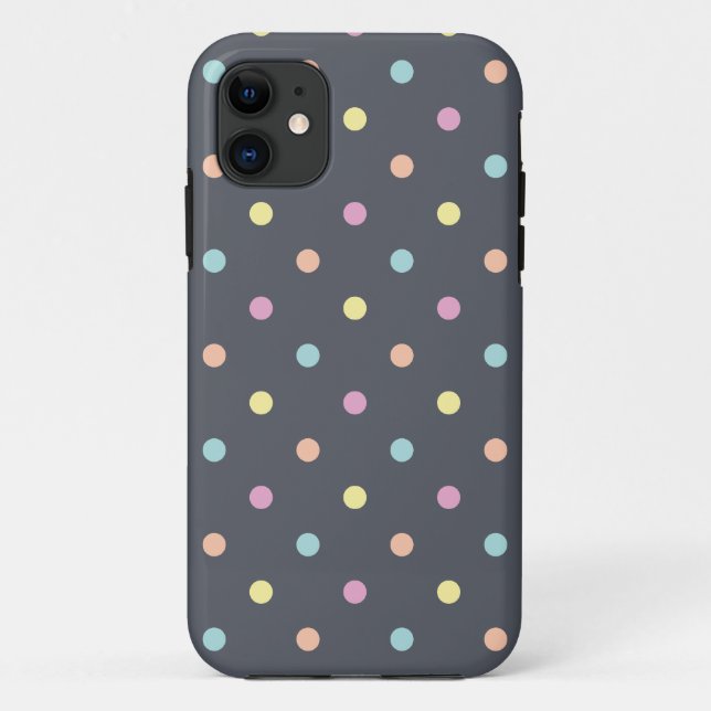 Coques Case-Mate iPhone Point de polka en pastel de charbon de bois (Dos)