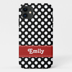 Coque iPhone 11 Point de polka noir et blanc
