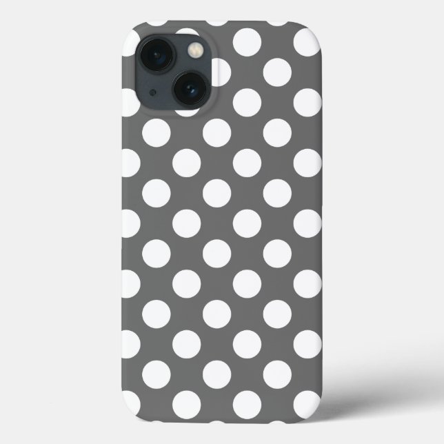 Coques Case-Mate iPhone Point Polka blanc et charbon de bois (Verso)