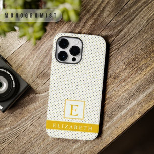 Coque Case-Mate iPhone Point Polka blanc jaune safran sur mesure