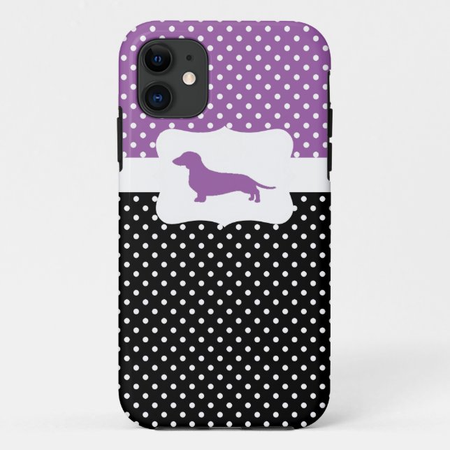 Coques Case-Mate iPhone Point Polka rétro avec Dachshund (Dos)