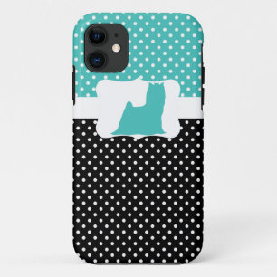 Coque Case-Mate iPhone Point Polka rétro avec Yorkie