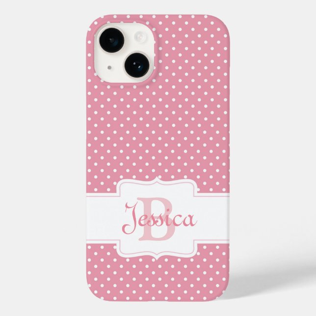 Coques Case-Mate iPhone Point Polka rose personnalisé (Verso)