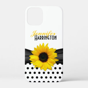 Coques Pour iPhone Pointe Chic de Polka de tournesol
