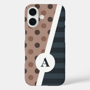 Coque Pour iPhone 16 Pointe de cacao foncé et Motif à rayures