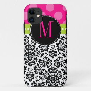 Coque Case-Mate iPhone Pointe Polka et Damas   Monogramme
