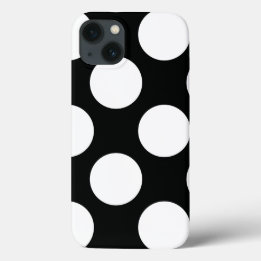 iPhone 13 Coque Pointe Polka (noir et blanc) Toute taille personna