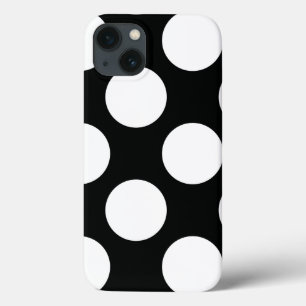 iPhone 13 Coque Pointe Polka (noir et blanc) Toute taille personna