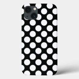 iPhone 13 Case Pointe Polka (noir et blanc) Toute taille personna