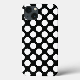 iPhone 13 Case Pointe Polka (noir et blanc) Toute taille personna