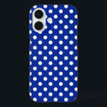 Coques iPhone 16 Pointe Royal Bleu et Blanc Polka<br><div class="desc">Un coque iphone à pois blanc et bleu royal.</div>