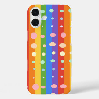 COQUE POUR iPhone 16 PLUS POINTS ARC-EN-CIEL RAYÉS