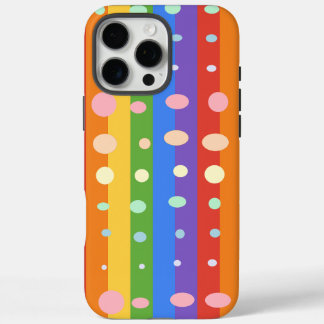 COQUE iPhone 16 PRO MAX POINTS ARC-EN-CIEL RAYURES