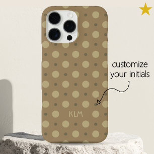 Coque iPhone 16 Pro Max Points beige gris sophistiqués Nom personnalisé In