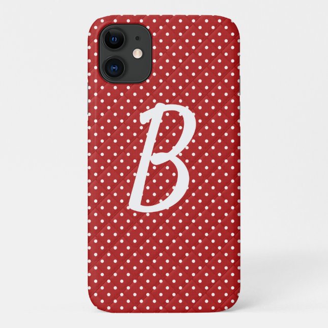 Coques Case-Mate iPhone points blancs sur monogramme rouge (Dos)