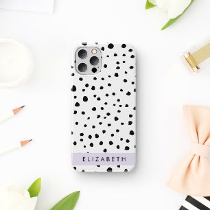 Case-Mate iPhone Case Points dalmatiens, Spots, Noir et Blanc, Votre nom