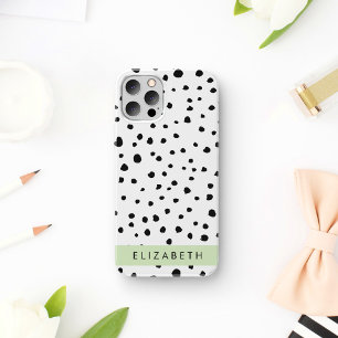 Case-Mate iPhone Case Points dalmatiens, Spots, Noir et Blanc, Votre nom