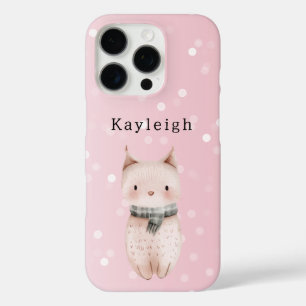 Coque iPhone 16 Pro Points de confettis rose pastel chat