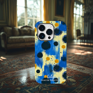 Coque Case-Mate iPhone Points de coup de pinceau abstraits avec nom perso