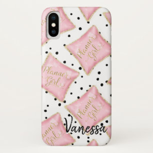 Coque Case-Mate iPhone Points de coussin d'or de rose de fille de