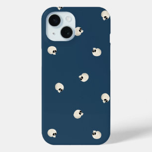 Coque Case-Mate iPhone Points de crâne Kawaii mignons aléatoires bleu fon