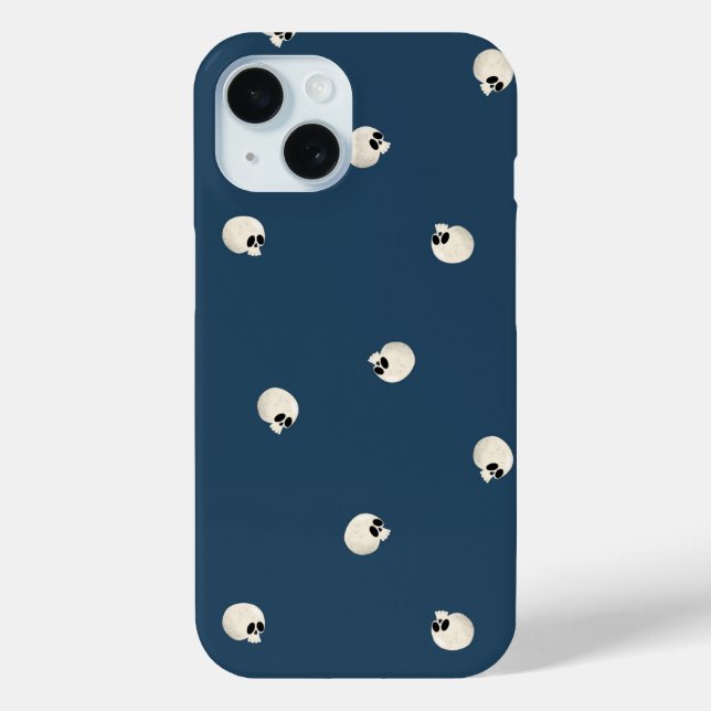 Coques Case-Mate iPhone Points de crâne Kawaii mignons aléatoires bleu fon (Verso)