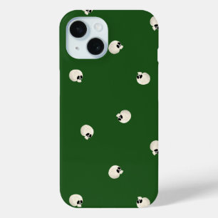 Coque Case-Mate iPhone Points de crâne Kawaii mignons aléatoires vert fon