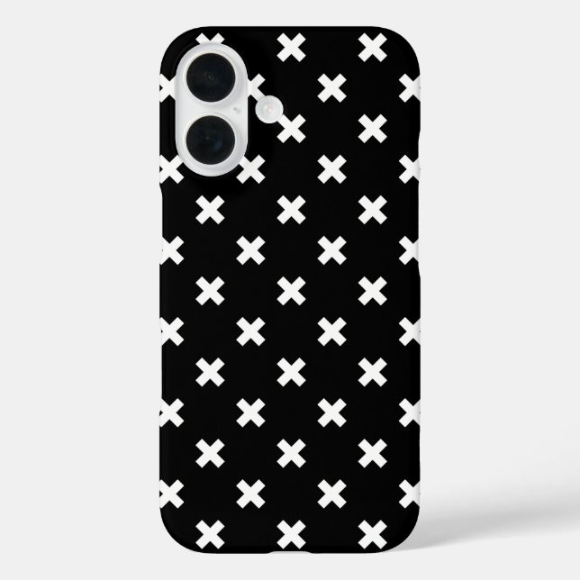 Coques Case-Mate iPhone Points de croix blancs sur fond noir (Verso)