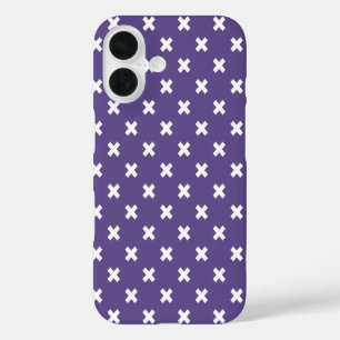 Coque Pour iPhone 16 Points de croix blancs sur violet ultra