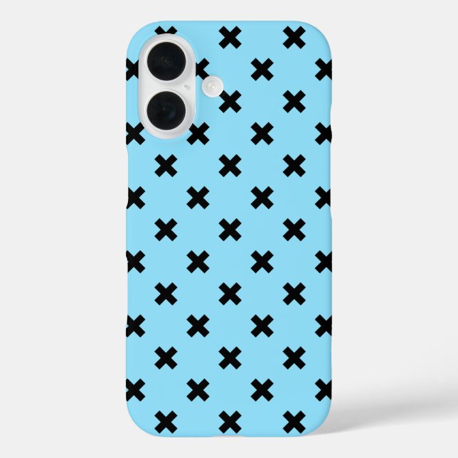 Coques Case-Mate iPhone Points de croix noirs sur bleu bébé (Verso)
