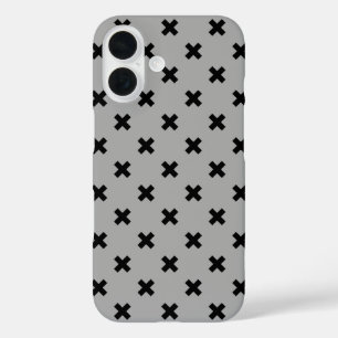 Coque Pour iPhone 16 Points de croix noirs sur gris