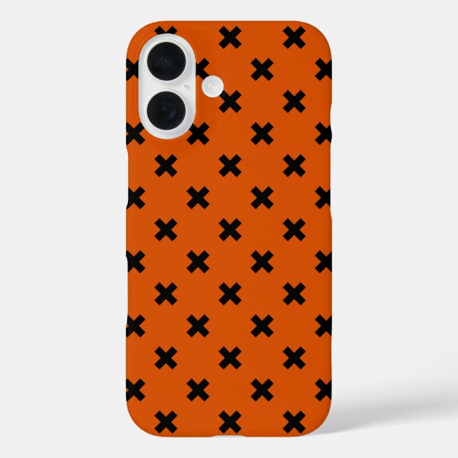 Coques Case-Mate iPhone Points de croix noirs sur orange (Verso)
