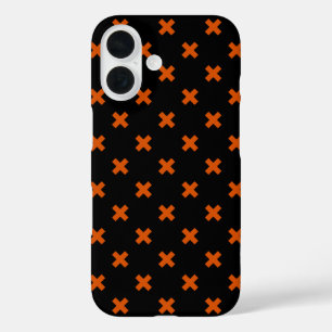 Coque Pour iPhone 16 Points de croix orange sur fond noir