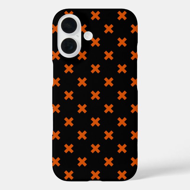 Coques Case-Mate iPhone Points de croix orange sur fond noir (Verso)