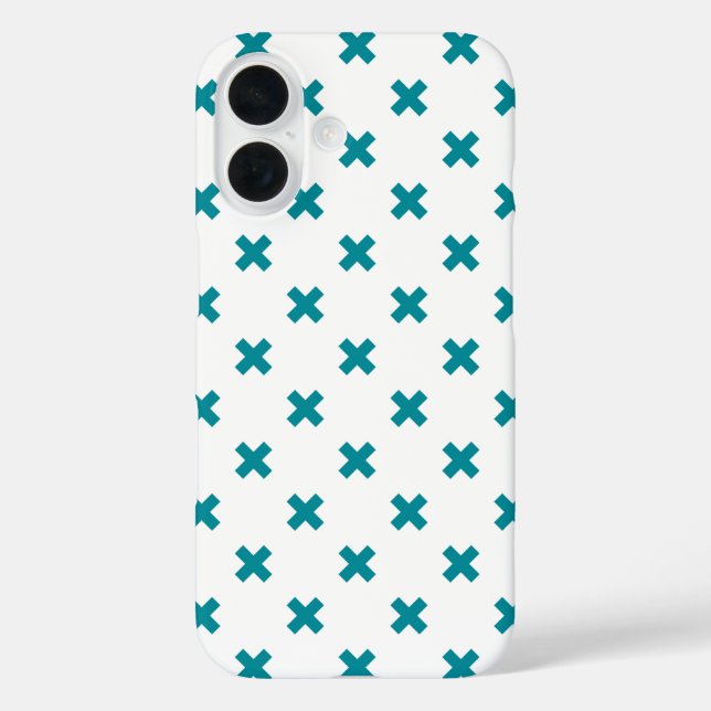 Coques Case-Mate iPhone Points de croix sarcelle sur fond blanc (Verso)