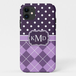 Coque iPhone 11 Points de Jacquard violet monogramme Trio