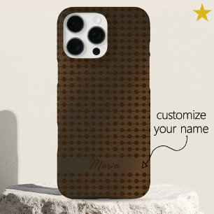 Coque iPhone 16 Pro Max Points de métal cuivre élégants motif de ligne nom