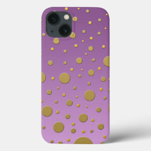 Etui iPhone 13 Points dorés aléatoires sur fond violet