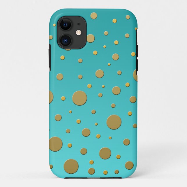 Coques Case-Mate iPhone Points dorés aléatoires sur un motif moderne turqu (Dos)