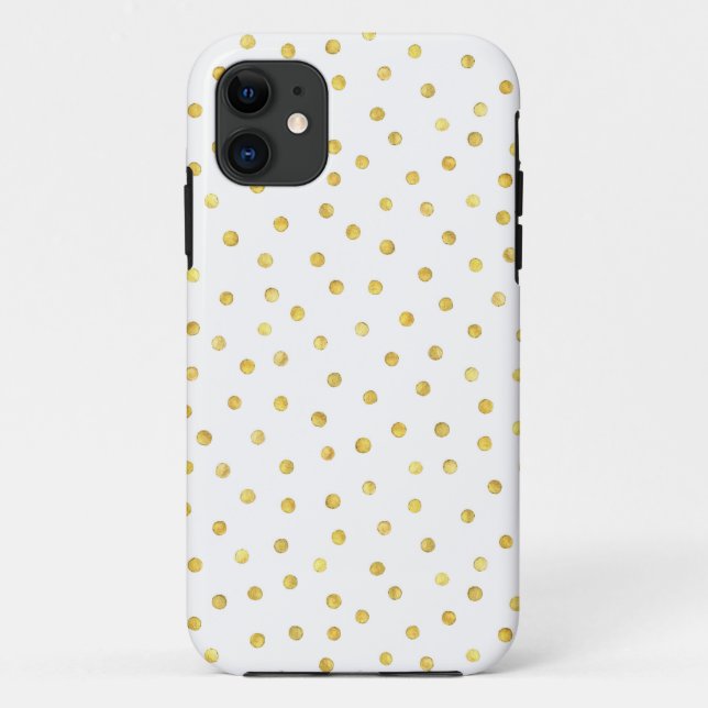 Coques Case-Mate iPhone Points élégants de confettis de feuille d'or (Dos)