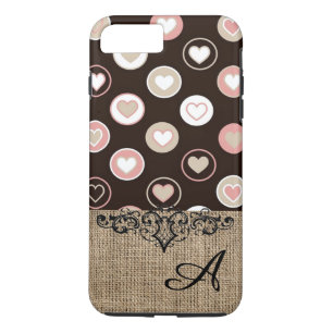 Coque Case-Mate iPhone Points girly et motif de toile de jute avec monogr