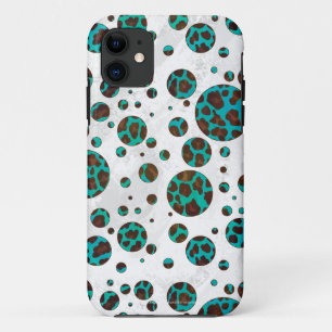 Case-Mate iPhone Case Points Leopard Brown et Turquoise PrintPolka