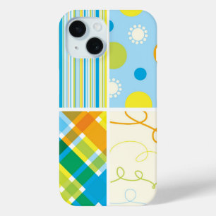 Coque Case-Mate iPhone Points Motifs Plaid Bleu Rétro