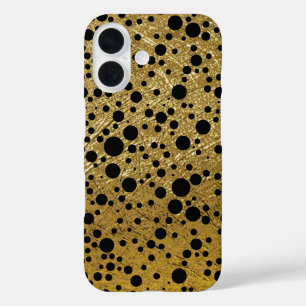 Coque Pour iPhone 16 Points noirs Faux Gold