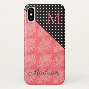 Case-Mate iPhone Case Points noirs roses Damask Fille tendance Monogramm